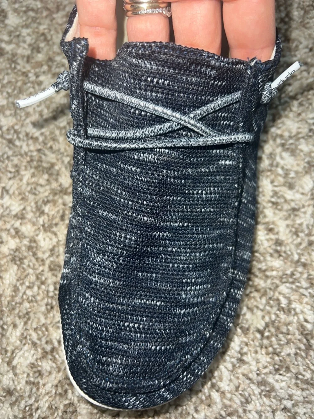 Hey Dude Wendy Sox Slip-Ons — Navy Knit with Speckled White Sole - Women’s 10 - Picture 13 of 14